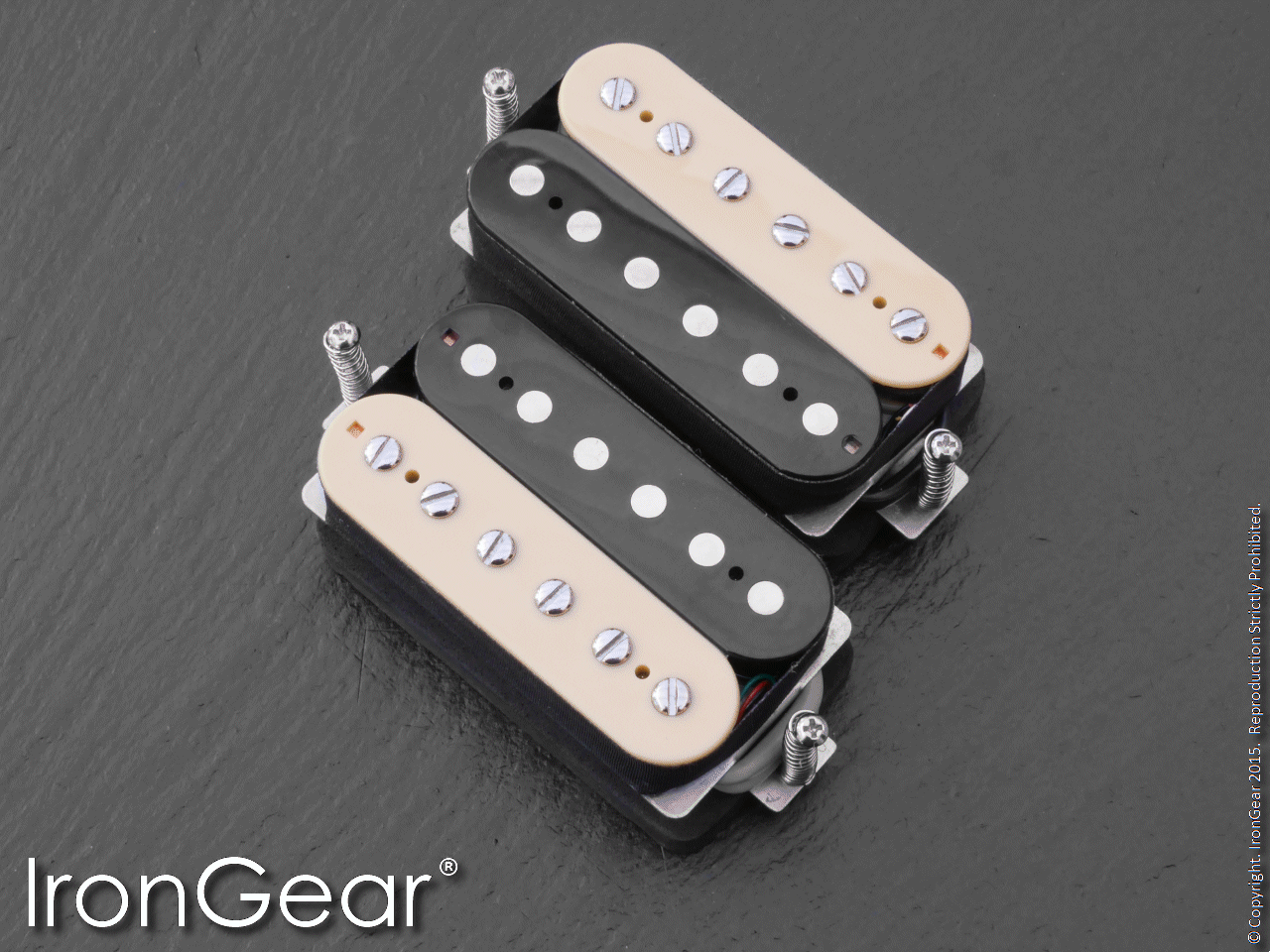 IronGear Hot Slag and Rolling Mill humbucker set, zebra open coils