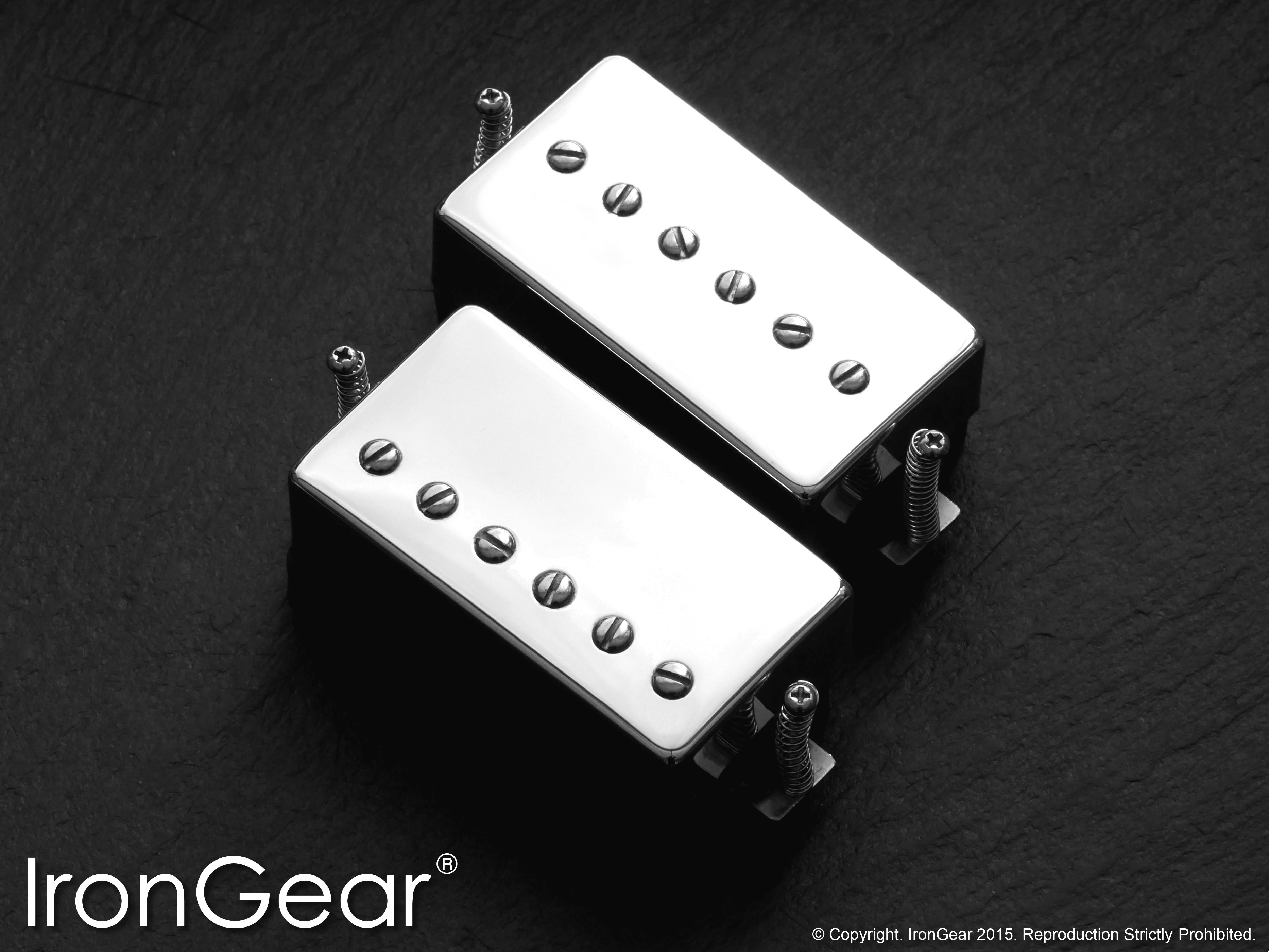 IronGear Rolling Mill humbucker and Alchemist 90 humbucker-sized P90 set, chrome covers